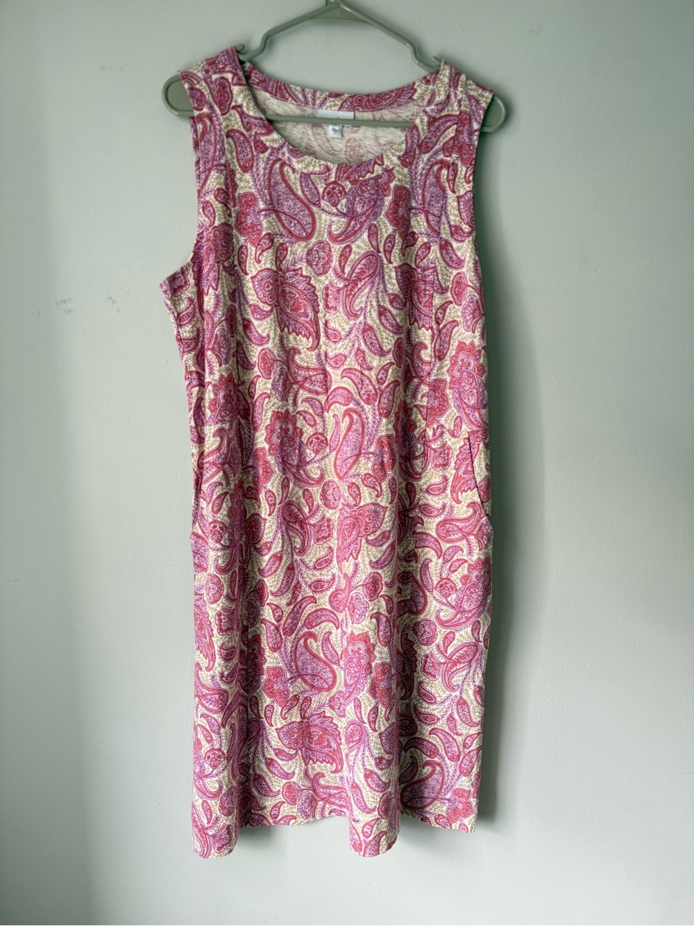 J. Jill Sleeveless Paisley Sunmer Dress Pattern Boho Cotton Pink Purple Size M - Picture 3 of 10